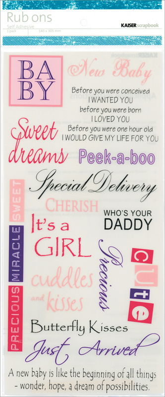 Kaisercraft Color Rub-Ons Baby Girl Kaisercraft Color Rub-Ons Baby Girl